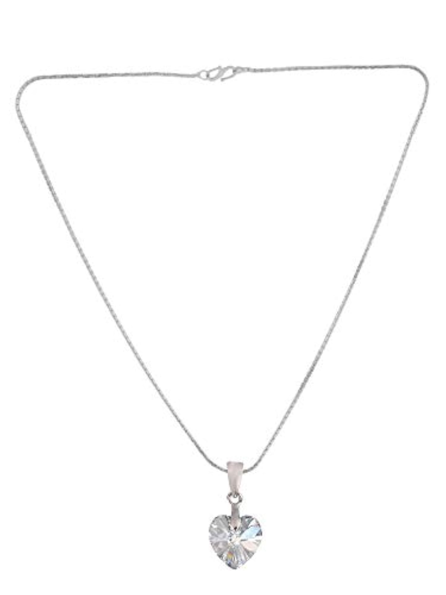 925 Silver BIS Hallmarked Valentine Heart Pendant Chain for Girls WHITE